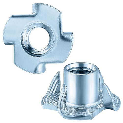 T-Nuts M4x8 (100 pcs), zinc Plated Steel, for Wood, Climbing Holds and cabinets - color: Zinc, size: M4