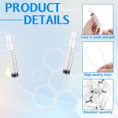 Threlaco 24 Pcs Hydraulic and Pneumatic Kit 10ml Plastic Syringe with 12 Pcs 20in Vinyl Handy Tubing for Science and Engineering Projects for Back to School Classrooms Scientific Labs