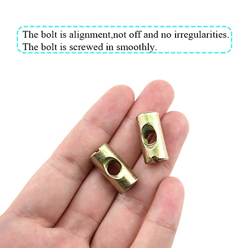 M6x20mm Barrel Nuts Cross Dowels Slotted Bolts Hardware Clean Tight Thread Proper Insert Sturdy Firm Holding Easy Install Align Smooth Screw in Snug Fit for Beds Crib Furniture Chairs 6PCS - size: M6x20-Color-6Pcs