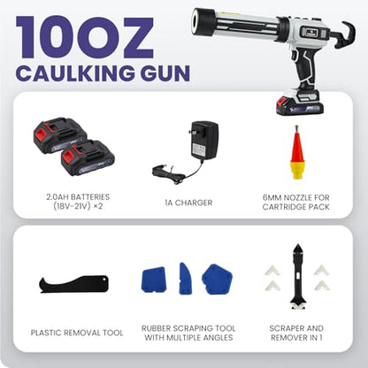 VISHIGH Cordless Caulking Gun Brushless, w/ 2 Batteries for 10oz/300ml