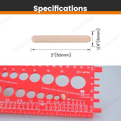 200 pcs 1/4" x 2" Wooden Dowel Pins, Hardwood, Kiln-Dried Fluted & Beveled Design for Easy Insertion for Woodworking, Furniture, Crafts & DIY Projects (M6 x 50) - size: 1/4" x 2"