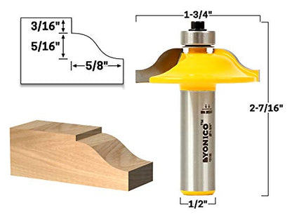 YONICO Raised Panel Cabinet Door Router Bits 1-3/4-Inch Diameter 1/2-Inch Shank 12130 - style: Ogee - 1-3/4" Diameter - 1/2" Shank