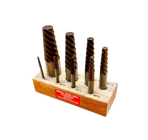 Drill Hog USA 8 Pc Spiral Easy Out Set Round Screw Extractor