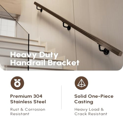 304 Stainless Steel Handrail Brackets for Indoor Stairs, 270° Adjustable Railing Bracket, Heavy Duty Wall Mount for Square & Flat Rail (Black, 4 Pack) - style: Black - 4 Pack