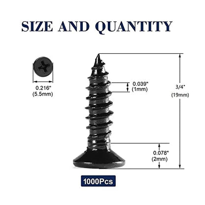 #4 x 3/4" Wood Screw 1000Pcs 18-8 (304) Stainless Steel Screws Flat Head Phillips Fast Self Tapping Drywall Screws Black Oxide by SG TZH - size: #4 x 3/4"-1000Pcs