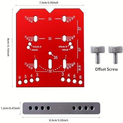 Adjustable Cabinet Hinge Jig - 35mm Drill Guide Tool, Compatible with 45mm & 48mm Concealed Hinges, Precision Hardware Installation Tool for Cabinet Doors, Wardrobes & Furniture