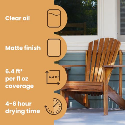 Furniture Clinic Teak Oil, Protects Indoor & Outdoor Wood Furniture - size: 169.07 Fl Oz (Pack of 1)