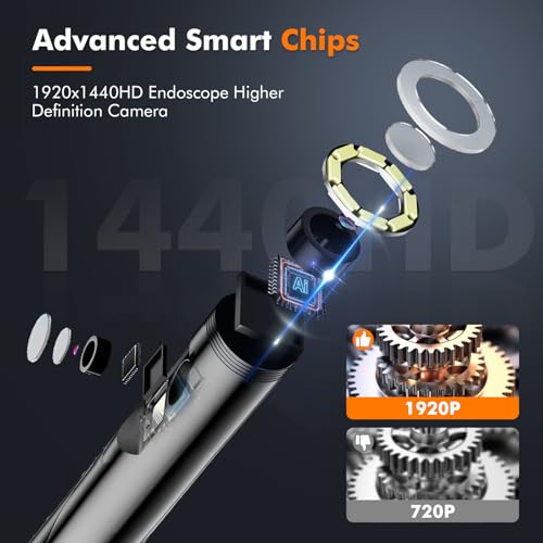 Borescope, Endoscope Camera with Light- 1920P HD Inspection Camera with Light, Dual Lens with 8+1 Adjustable LED Lights, IP67 Waterproof for Android, iPhone, iPad