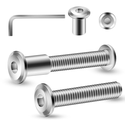 1/4-20 x 1-1/4" 20Pcs Flat Head Hex Socket Cap Screws Bolts Barrel Nuts Kit, 304 Stainless Steel 18-8, Full Thread by SG TZH (with Hex Spanner) - color: Silver, size: 1/4-20 x 1-1/4"