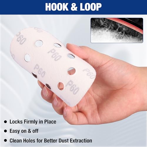 WORKPRO Sanding Discs, 5-Inch 60 Grit 8-Hole Hook and Loop, 50 Pack - style: 50PCS 5 Inch 60 Grit