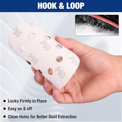 WORKPRO Sanding Discs, 5-Inch 60 Grit 8-Hole Hook and Loop, 50 Pack - style: 50PCS 5 Inch 60 Grit