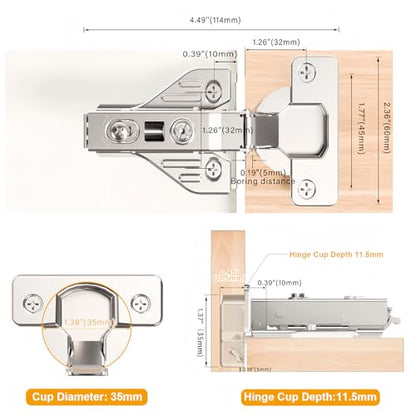 10Pcs Soft Close Face Frame Cabinet Hinges 50% Faster Install - size: 5 Pairs