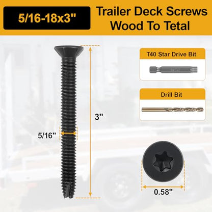5/16-18 x 3 100Pcs Flat Head Thread Cutting Self Drilling Deck Screws - size: 5/16-18 x 3"