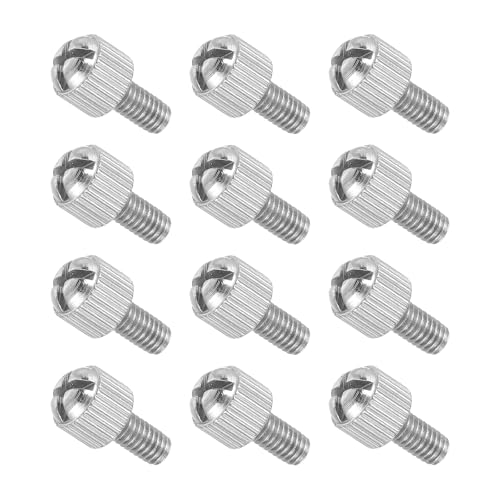 MECCANIXITY 12 Pcs M4x8mm PC Computer Case Thumbscrews, Carbon Steel Nickel Plated Knurled Thumb Screws Bolts Fasteners for Computer Cover, Motherboard, Fan, Power Supply, Silver - color: Silver, size: M4x8mm