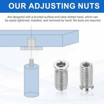 MECCANIXITY 4Pcs Threaded Inserts Nuts, M6x25mm Hex Socket Drive Nut Inserts for Wood - 304 Stainless Steel Screws Furniture Screw in Nuts Bolt Fastener Connector Wood - size: M6x25mm