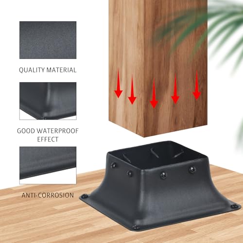 WellMade 4x4 Post Base 2 Pack, Structural Post Anchor Bracket in Heavy Duty Carbon Steel, Black Powder-Coated Finish for Deck Supports, Fencing & Outdoor Projects - size: 2 Pack