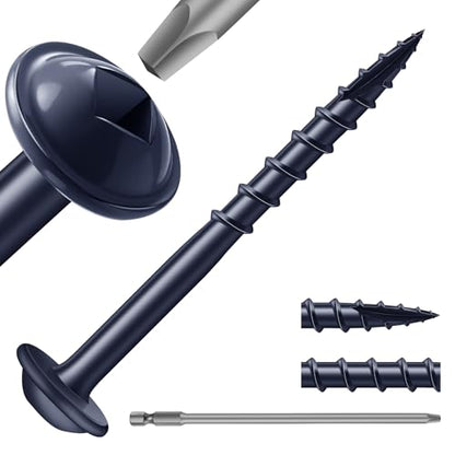 Pocket Hole Screws #8 x 1-1/2" (140Pcs) 1lb. Carbon Steel, Blue, Washer Head, Coarse Thread, Square Drive,150MM Drive Bit Included - color: Blue, size: #8 x 1-1/2"