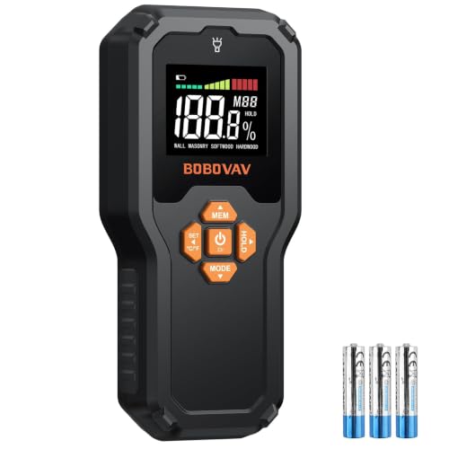 Pinless Moisture Meter with Data Memory & Custom Warning Threshold