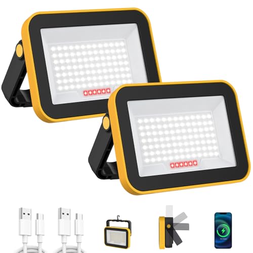 T-SUN Rechargeable Work Light, 2 Pack Portable Flood Lights for Job Site - size: 2 Pack