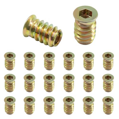 Piutouyar 20 Pcs M6x17mm Threaded Inserts Nuts for Wood - size: M6x17mm