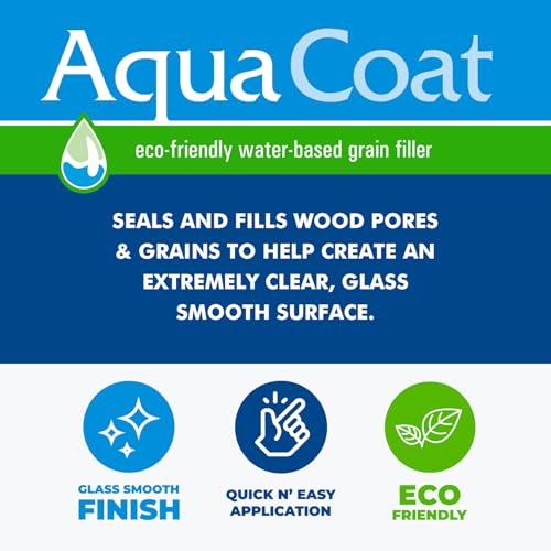 Aqua Coat Water-Based Clear Wood Grain Filler Gel, Fast-Drying, Low Odor, Low VOC, Sandable, Stainable & Paintable, Easy Water Cleanup, Glossy Finish, 128 oz - size: Gallon