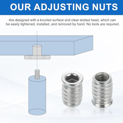 MECCANIXITY 4Pcs Threaded Inserts Nuts, M6x17mm Hex Socket Drive Nut Inserts for Wood - 304 Stainless Steel Screws Furniture Screw in Nuts Bolt Fastener Connector Wood - size: M6x17mm