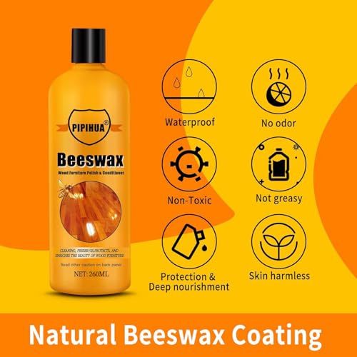 PIPIHUA Beeswax Furniture Polish & Conditioner - Wood Seasoning Beeswax, Furniture Wax for Wood Polish, Cleaner and Restorer, 8.79 Fl Oz