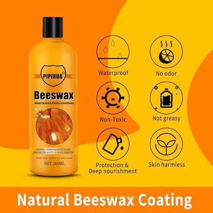 PIPIHUA Beeswax Furniture Polish & Conditioner - Wood Seasoning Beeswax, Furniture Wax for Wood Polish, Cleaner and Restorer, 8.79 Fl Oz