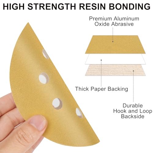 LotFancy 100 PCS 220 Grit Sandpaper, 5 Inch 8 Hole Sanding Disc Aluminum Oxide, Orbital Sander Sandpaper for Stripping Paint, Sand Paper for Wood, Plastic, Rust Removal, Random Orbital Sander Pads - style: 100PCS 220 Grit