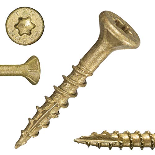 #9 x 1-1/4" Saberdrive Tan XL1500 Coated Exterior Star Drive Multi-Purpose Deck Screws 1 LB, Approx. 179 Pieces - size: #9 x 1-1/4" 1lb, style: 1 LB