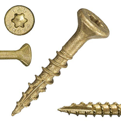 #9 x 1-1/4" Saberdrive Tan XL1500 Coated Exterior Star Drive Multi-Purpose Deck Screws 1 LB, Approx. 179 Pieces - size: #9 x 1-1/4" 1lb, style: 1 LB
