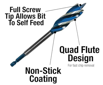Century Drill & Tool 38664 Speed Cut Auger Bit, 1", Overall Length: 6" - size: 1 Inch x 6 Inch