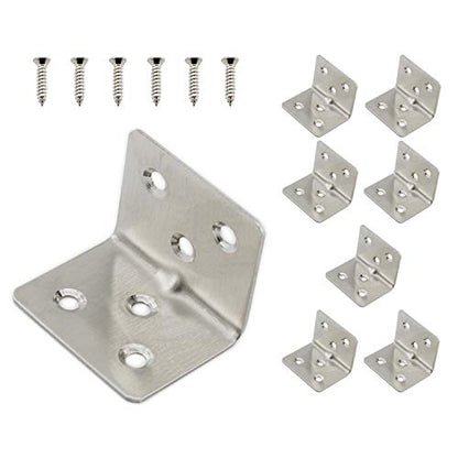 Heavy Duty Stainless Steel Corner Braces L Shape Brackets,ULIFESTAR 90 Degree Joint Right Angle Bracket Fastener for Wood Shelves Dressers Chairs with Screws 8 Pack (6 Holes 38 x 30mm/1.5 x 1.2'') - size: 6 Holes 38 x 30mm/1.5 x 1.2''