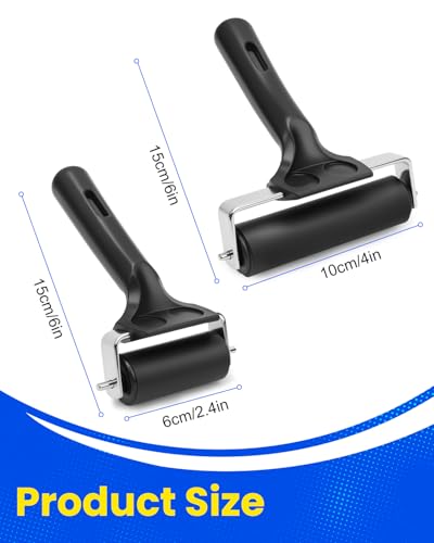 UCEC 2 Pack Brayer Roller for Printmaking, Rubber Roller for Ink 2.4&4 Inch - color: 2.4+4 Inch-Black