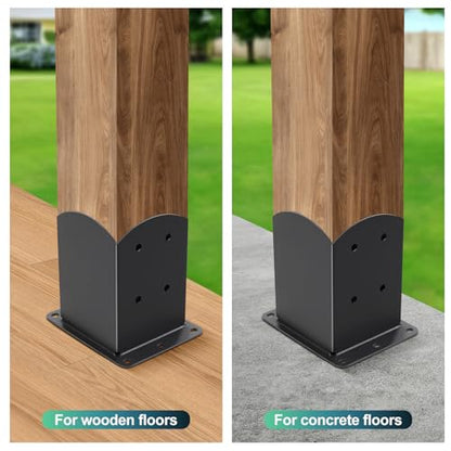 Post Base 4Pcs,4"x4"(Inner Size 3.6"x3.6") Fence Post Brackets - size: 4X4