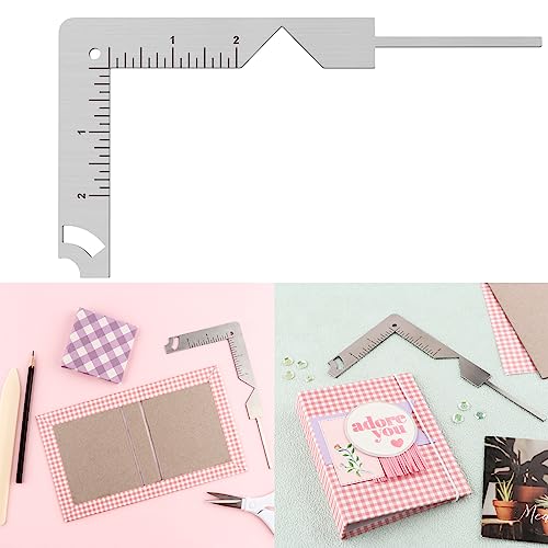 CYFUN DESIGN 5-in-1 Book Cover Guide to Create Sturdy Chipboard Covers, Bookbinding Ruler, Stainless Steel Metal Book Binding Cover Tool, Scrapbooking Tools Arts Crafts, Scrapbook Cover Maker - color: 1PCS Book Cover Guide