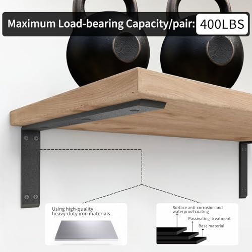 Heavy Duty Metal Countertop Brackets 18 Inch L Shape Countertops Floating Shelf Brackets 0.4 Inch Thick Granite Countertops 18"x8"x2.5" for Quartz/Granite/Wood/Concrete/Laminate Countertops (4pack) - color: Black-4Pack, size: 18"x8"x2.5"