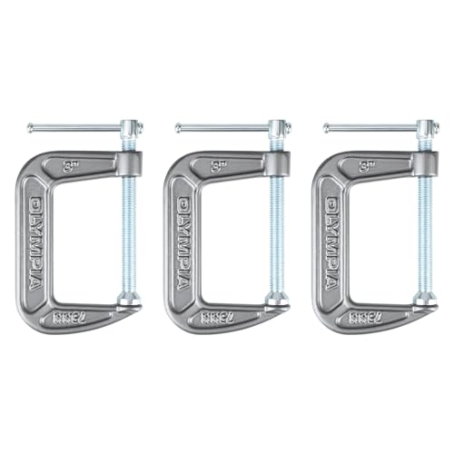 Olympia Tools Heavy Duty Cast Iron C-Clamps with 3-Inch Jaw Opening and 2-Inch Throat, 3 Pack - size: 3inch, style: 3pc 3"
