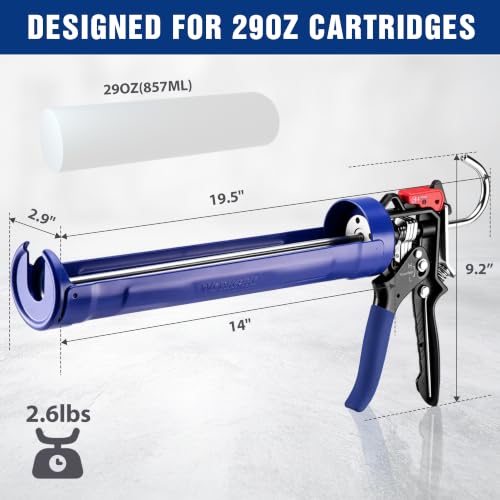 WORKPRO 29 oz Caulking Gun, Caulk Gun with Adjustable 9:1&18:1 Thrust Ratio - size: 29 oz
