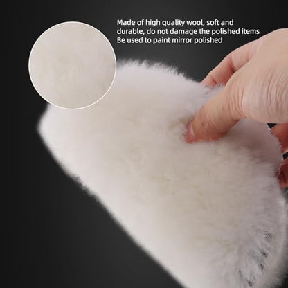 Wool Buffing Polishing Pad, SPTA 6Pcs 6 Inch (150mm) Lambwool Wool polishing Pads with Pad Clean Tool Kit with Hook & Loop 5/8"-11 Thread Drill Adapter for Car Polishing and Buffing -A1055S6M58 - size: 150mm
