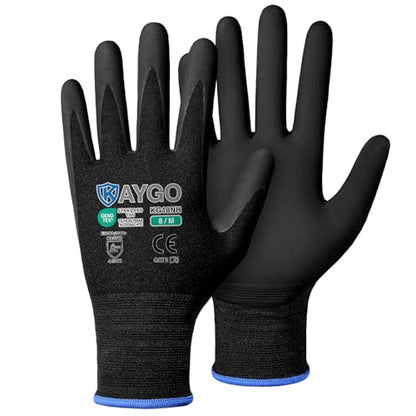 KAYGO Safety Work Gloves, MicroFoam Nitrile Coated, Men Women,KG18N - color: Black, size: Medium