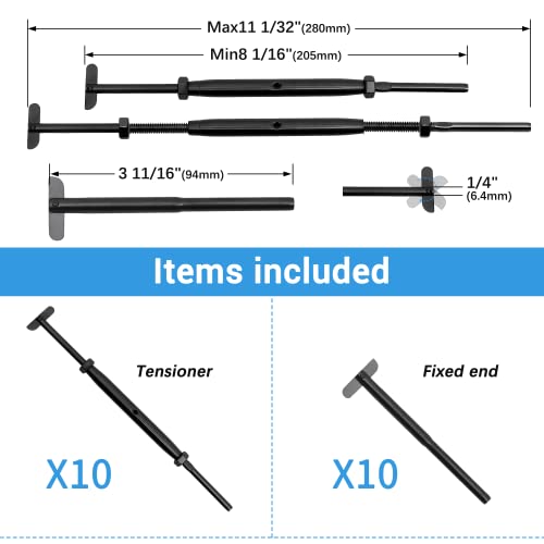 Helffer Black Cable Railing Hardware Kit, 10 Pairs - color: Black