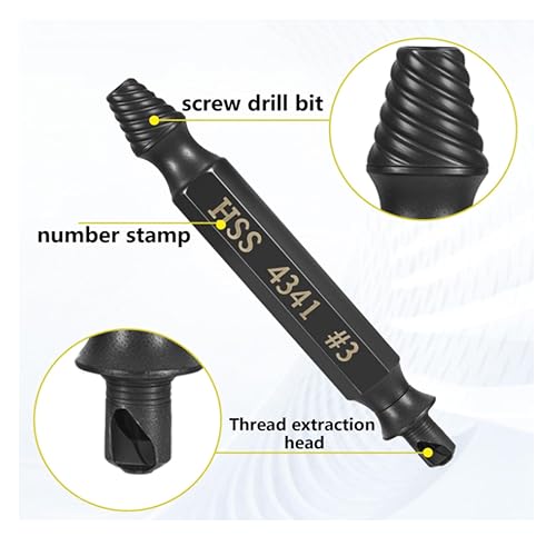 Damaged Screw Extractor Set - Remover for Stripped Screws Nuts Bolts, Drill Bit Tools for Easy Removal of Rusty Broken Hardware, 6PC HSS Drill Bit Bolt Extractor Kit, Hardware Gifts for Men (Black)