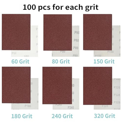 100 PCS 1/4 Sheet Sandpaper for Palm Sander 4.5" x 5.5" Sandpaper Sheets 120 Grit Hook and Loop Sandpaper Aluminum Oxide 1/4 Sandpaper Sheets Sanding Blocks for Metal, Woodworking (120 Grit) - size: 120 Grit