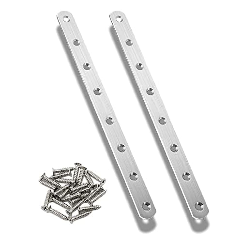 2Pcs Flat Mending Plate, 12" Flat Straight Braces Stainless Steel Straight Brackets, Mending Joining Plates Repair Fixing Bracket Connector with Screws - style: 12 Inch, 2Pcs
