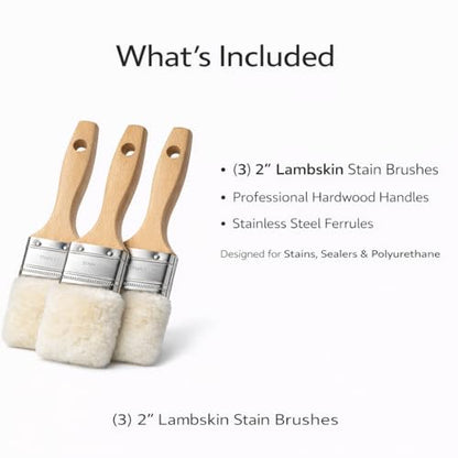 Lambskin Stain & Paint Brush - for use with All Latex and Oil Based Paints, Stains and Polyurethanes. Premium Lambskin - New and Patented Design (2 inch 3 Pack) - size: 2 inch 3 Pack
