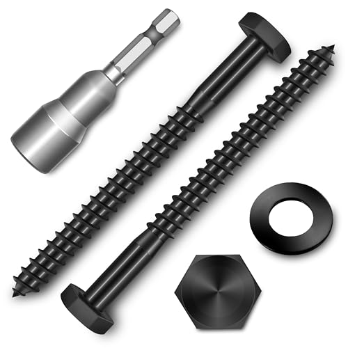 (20-Set) 1/4 x 3 Lag Screws for Wood, Stainless Steel Heavy Duty Hex Head Lag Bolts, Commercial/Industrial Grade 1/4 Bolts, Mounting Screws Bolts Kit, Black Oxided by Marysino - color: Black, size: 1/4" x 3"