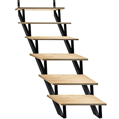 Steel Stair Riser 6 Step, 49.6" H Metal Stair Stringers for Deck - size: 6 Step