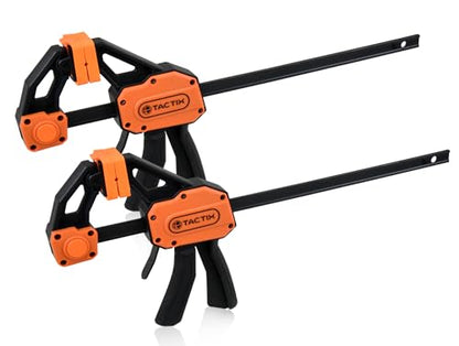 TACTIX 6" Bar Clamps for Woodworking, 2-Pack 300lbs One-Handed Spreader/Clamp, Quick-Clamp Wood Clamps Set for Hand Wood Working, Carpentry, and DIY Projects - size: 6in