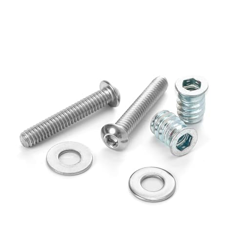 1/4-20 Threaded Inserts for Wood with Bolts Fully Threaded Button Head Hex Socket Screws 1" and Washers 40-Set - size: Threaded Insert & 1" Bolts